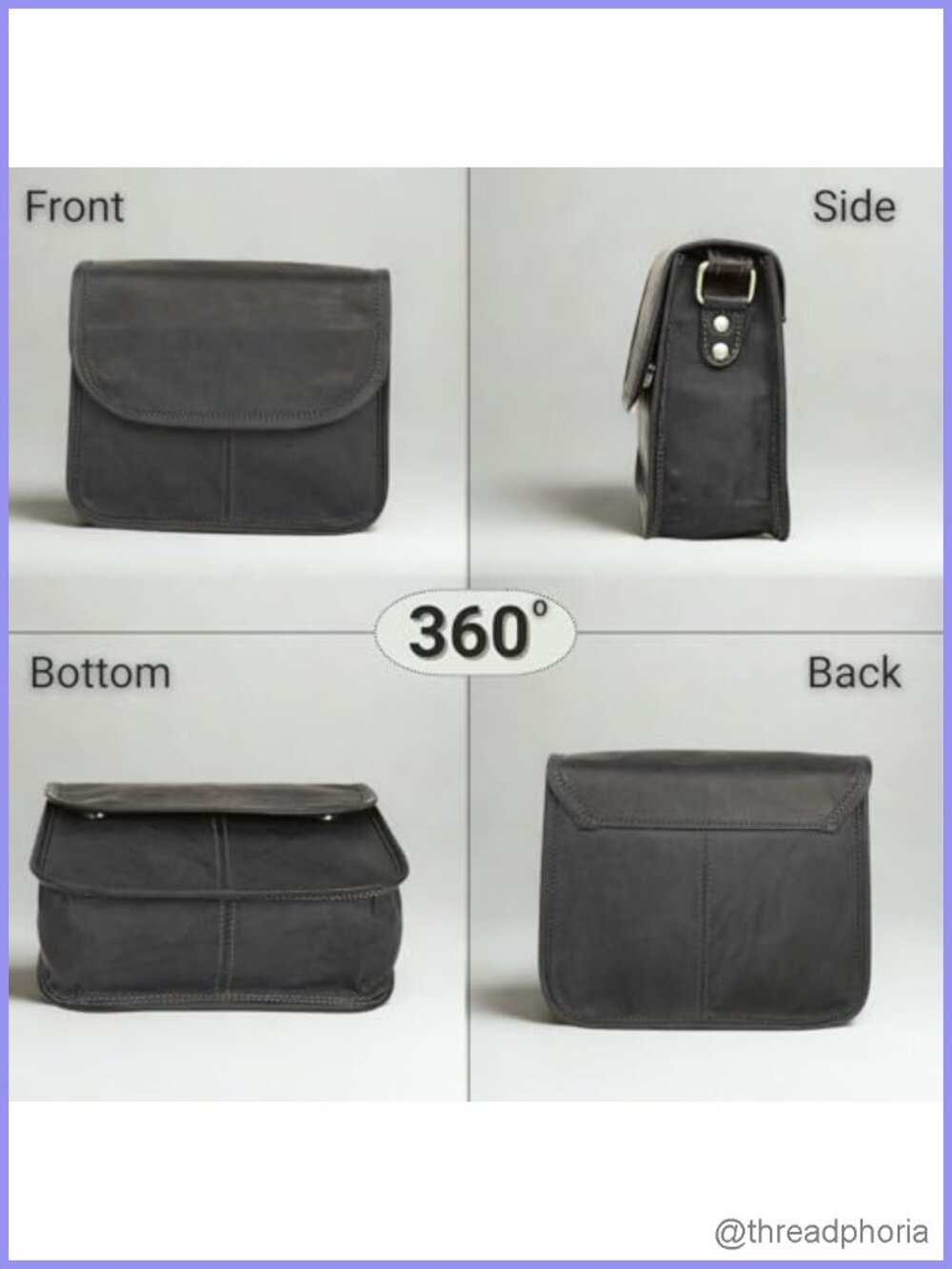 Genuine Leather Small Crossbody Purse for Women Boho Saddle Bag Adjustable Strap - Picture 6 of 6